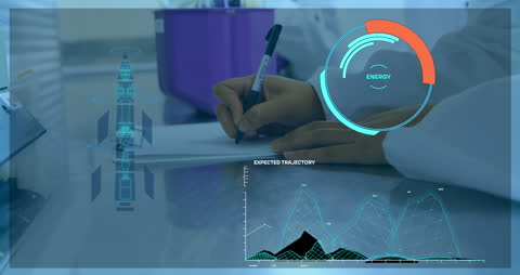 Doctor Analyzing Data with Futuristic Interface in Laboratory