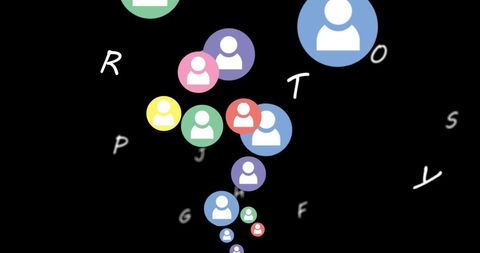 Abstract social media interface on black background