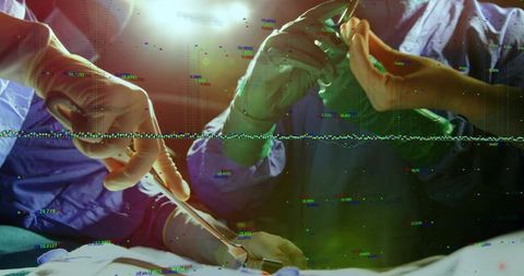 Surgical team performing precise incision with scalpel and forceps under OR lights