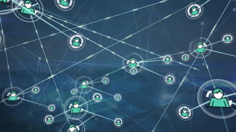 Connected Network of Avatars on Blue Digital Background