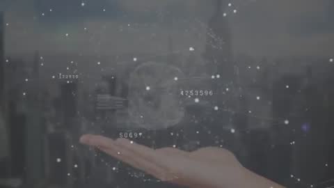 Hand Holding Futuristic Holographic Globe Digital Interface