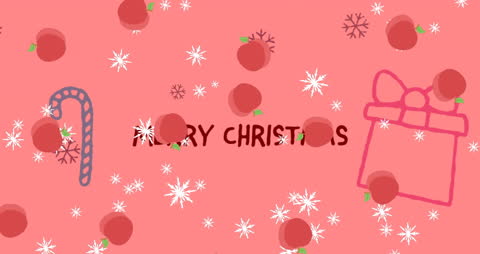Christmas Animation with Apples and Snowflakes