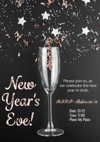elegant new year's eve party invitation with champagne glass - Download Free Stock Templates Pikwizard.com