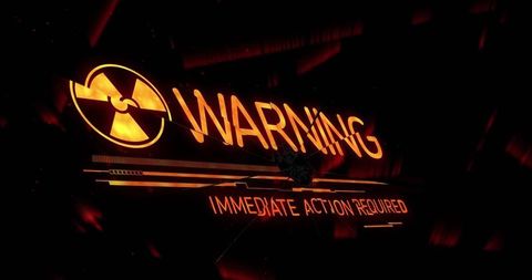 Radiation warning with urgent immediate action required message