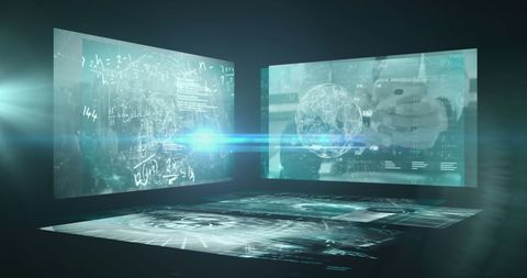 Futuristic Digital Screens and Data over Green Background - Download Free Stock Images Pikwizard.com