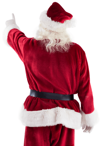 Festive santa claus pointing at transparent background