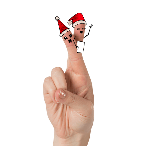 christmas decorated fingers with santa hats transparent background - Download Free Stock Videos Pikwizard.com