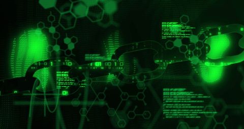 Neon Green Chain Symbolizing Cybersecurity and Medical Tech - Download Free Stock Images Pikwizard.com