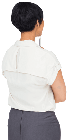 Rear view of businesswoman on transparent background