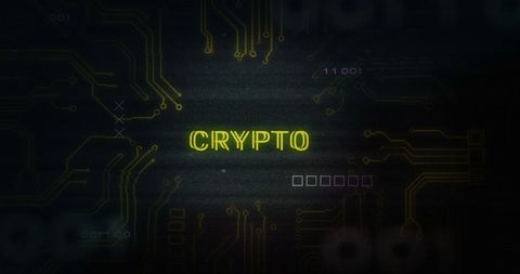 futuristic digital circuit board with crypto text - Download Free Stock Images Pikwizard.com