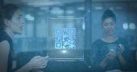 virtual qr code in modern business meeting environment - Download Free Stock Images Pikwizard.com