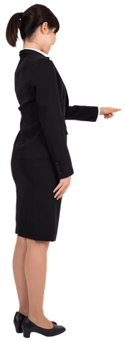 Transparent Asian Businesswoman Pointing in Professional Attire