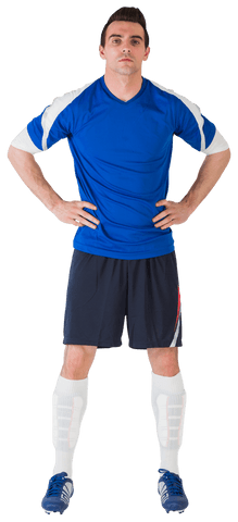 Transparent Confident Football Player in Blue Kit Standing - Download Free Stock Videos Pikwizard.com