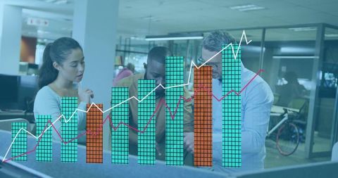 Professionals Analyzing Digital Data Charts in Modern Office