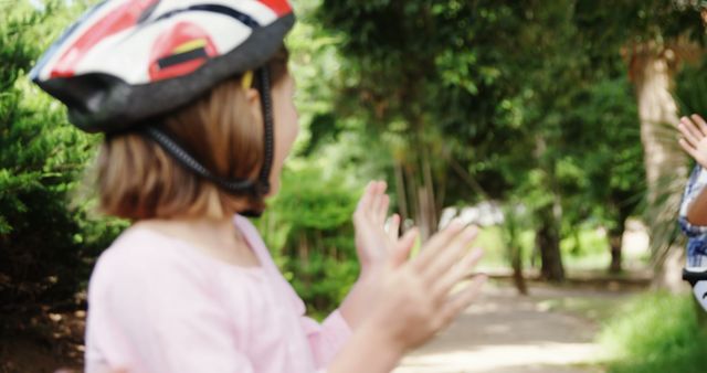 Kid Playing Outdoors with Helmet in Park - Download Free Stock Images Pikwizard.com