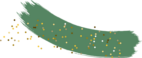 Green brush stroke with multicolor dots on transparent background