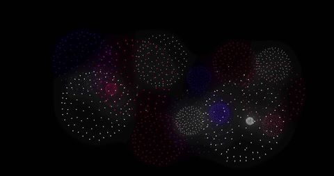 Colorful Digital Fireworks on Dark Background
