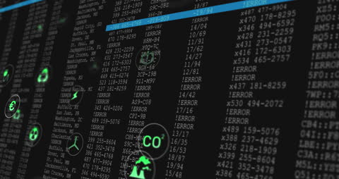Digital Icons Overlaying Data Processing Screen