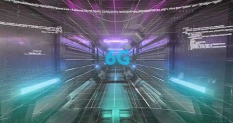 Futuristic 6G Data Tunnel with Neon Lights and Digital Code - Download Free Stock Images Pikwizard.com