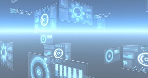 Futuristic Digital Interface with Data Processing Screens - Download Free Stock Images Pikwizard.com