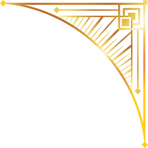 Art Deco Golden Spiral Corner Design on Transparent Background