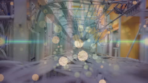 Abstract Technology Network with Floating Lights Aesthetic