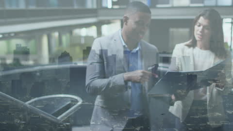 Concept of Global Business Strategy with Cityscape Overlay