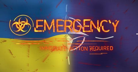 Emergency Alert Overlapping Ukraine and NATO Symbolism - Download Free Stock Images Pikwizard.com