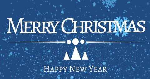 Merry Christmas and Happy New Year Message with Snowflakes