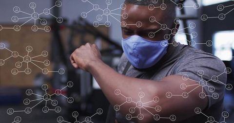 Craftsman coughing amidst social network connections in workshop