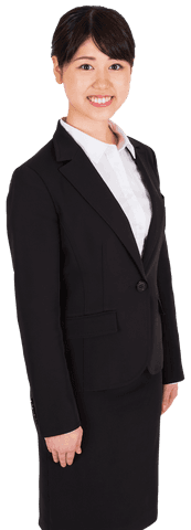 Smiling Asian Businesswoman Standing on Transparent Background