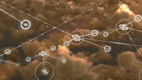 Global Network Connections Over Clouds Illustration