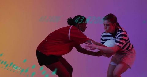 Dynamic rugby clash with digital data overlays