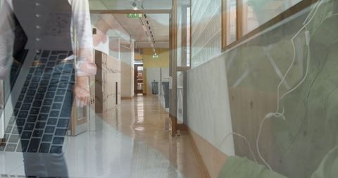 Digital workplace insight with busy professional