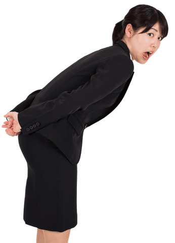 Surprised businesswoman posing on transparent background