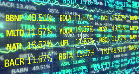 Digital Stock Market Data Animation on Blue Background
