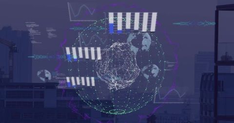 Global Data Processing and Networking Visualization with Digital Globe - Download Free Stock Images Pikwizard.com