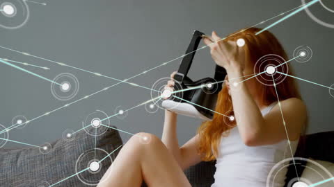Teen Girl Exploring Virtual Reality with Connection Effects