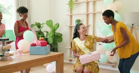 Joyous Baby Shower With Diverse Female Friends Celebrating Together