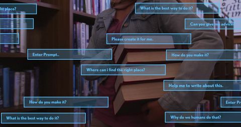 Student in Hijab with Books Navigating AI Encounters