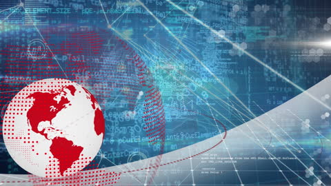 Global Networking and Digital Data Technology with Red Dotted Globe