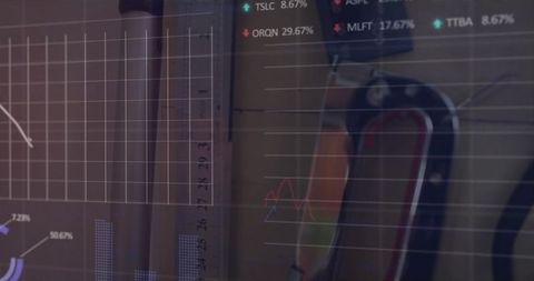 Carabiner pair on pegboard with digital data overlay