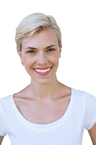 Transparent Portrait of Smiling Blond Woman in White T-Shirt - Download Free Stock Videos Pikwizard.com