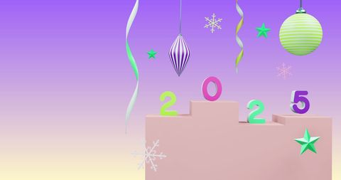 Festive 2025 New Year Celebration with Colorful Decorations