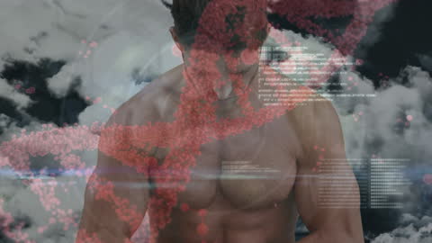 Digital Representation of Athlete with DNA Sequence Overlay