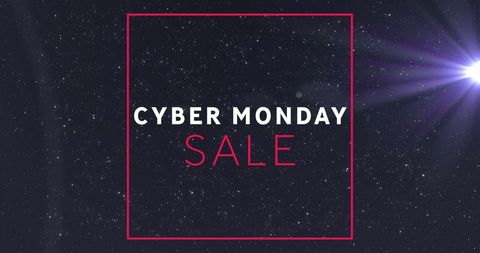 Cyber monday sale advertisement with starry background