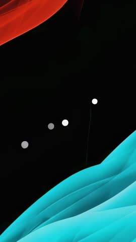 Vertical Loop Abstract Dots Shifting Over Red and Turquoise Fluid Waves