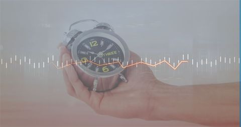 Clock Superimposed with Digital Data on Open Hand - Download Free Stock Images Pikwizard.com