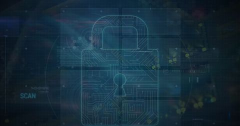 Digital Padlock with Circuit Board Pattern over Data Codes - Download Free Stock Images Pikwizard.com