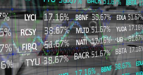 Digital display of stock market data over laptop